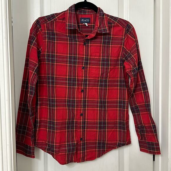 Place Boy's Long Sleeve Plaid Button Down Shirts size 14 XL - Picture 1 of 4